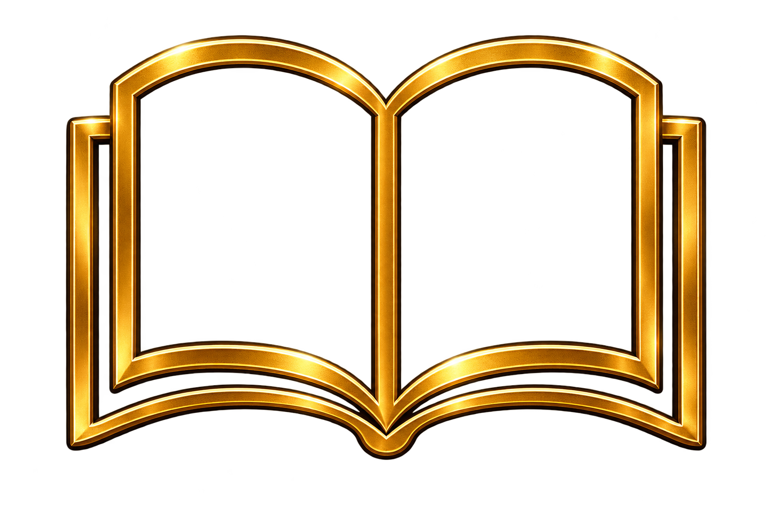 Gold open book icon representing stories, scripts, biblical narratives, and cinematic storytelling at CineMettle Studios.