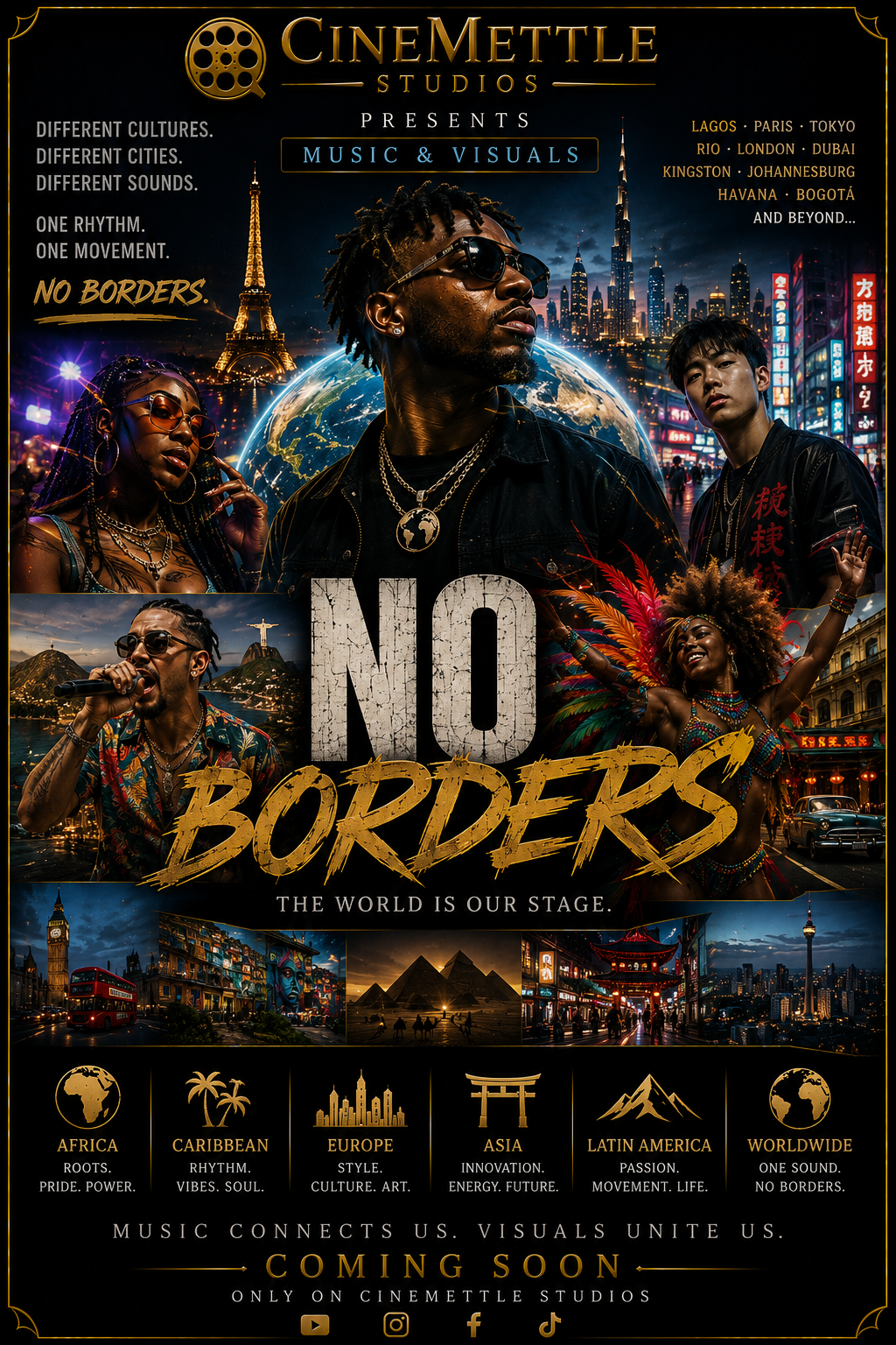 NO BORDERS international music and visuals project by CineMettle Studios featuring global artists, music and cultures from around the world